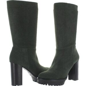 Vince Camuto Eshitana Womens Green Suede Mid-Calf Platform Boots - Size 8